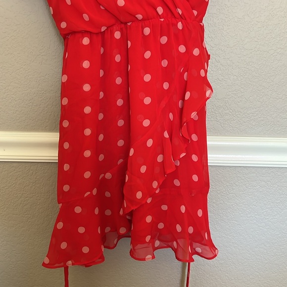 Mi Ami Red Polka Dot Wrap Dress, small - Picture 5 of 5